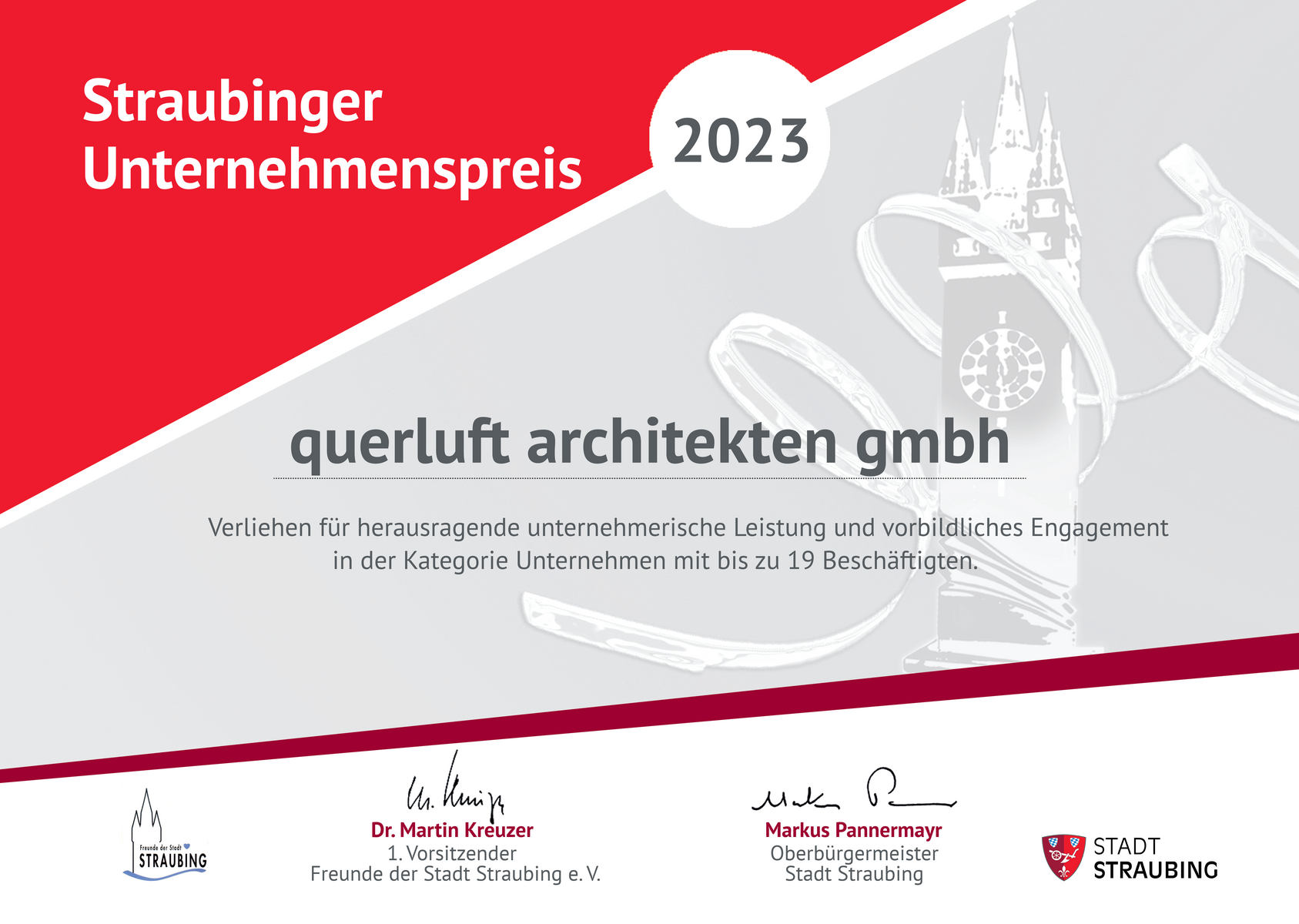 Urkunde querluft architekten GmbH